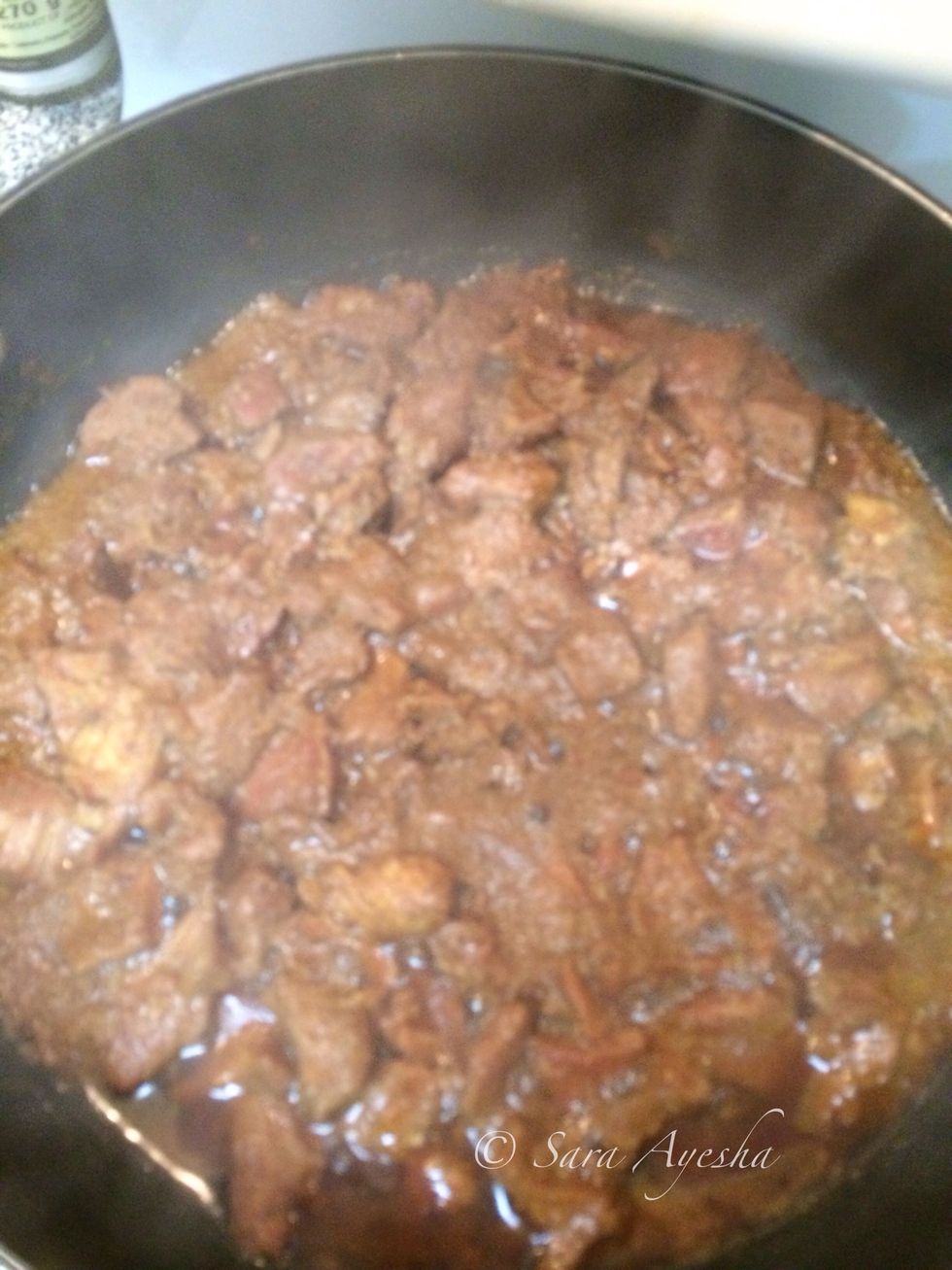 After it got cooked in the pressure cooker still has water so do not think of throwing the excess but get it into a non stick and let the water evaporate on medium heat.