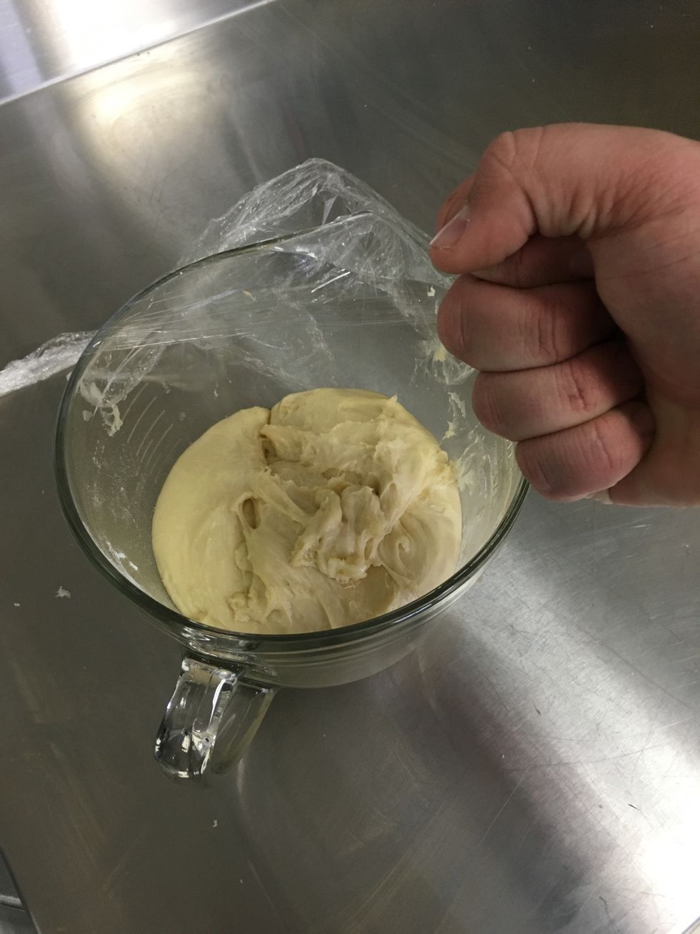 After it has doubled in bulk, punch out air bubbles. Let rest overnight in the refrigerator.
