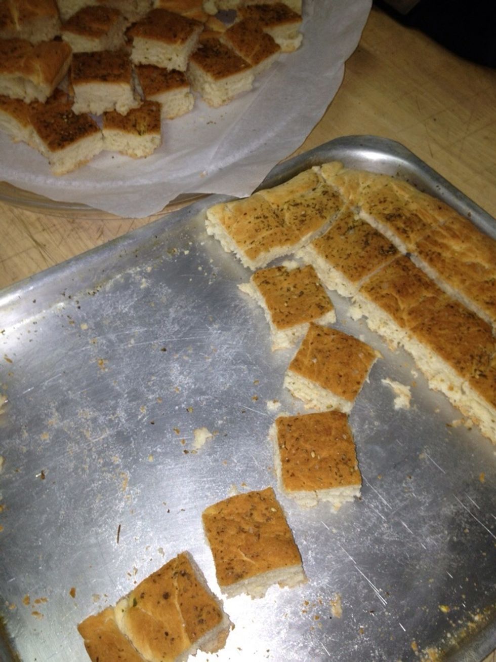 After it's done, let them cool down for a while, and then start cutting then into little squares, or any shape you like ..