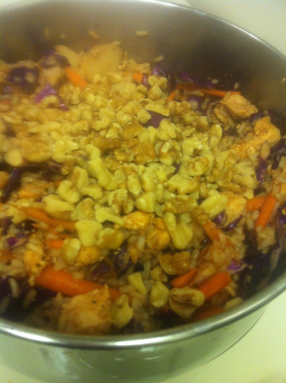 After it starts cooking down, throw in some walnuts for sweetness and crunch.