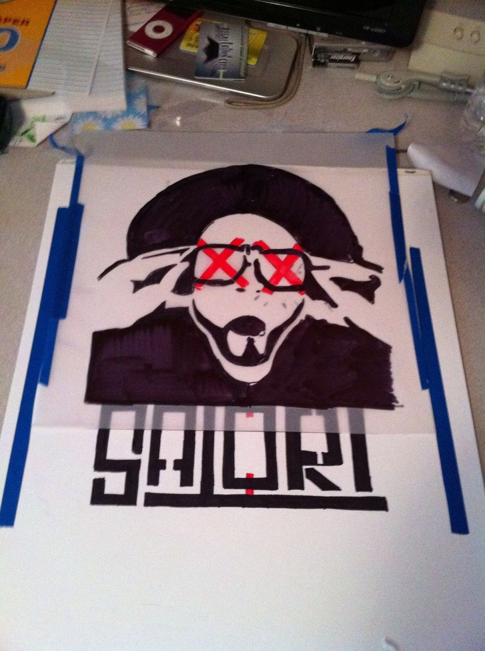 After it was on the paper I cut it out on a kinda thick piece o plastic.