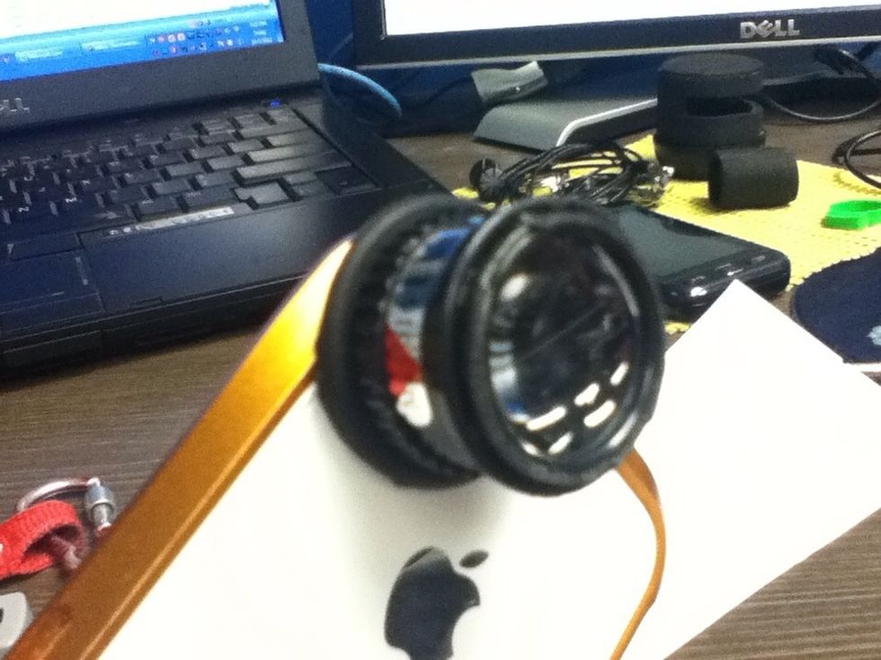After lens attached to bracket and ready to use