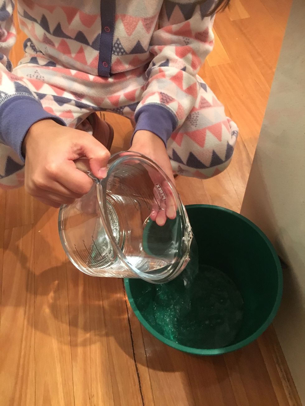 After melting the chocolate pour the water into a bucket to save water.