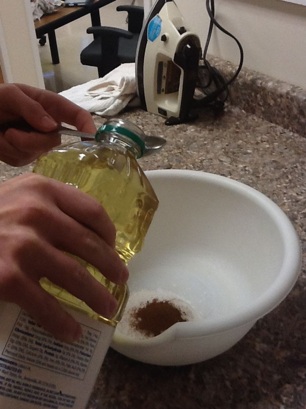After mixing, add 1/2 tablespoon of vegetable oil.