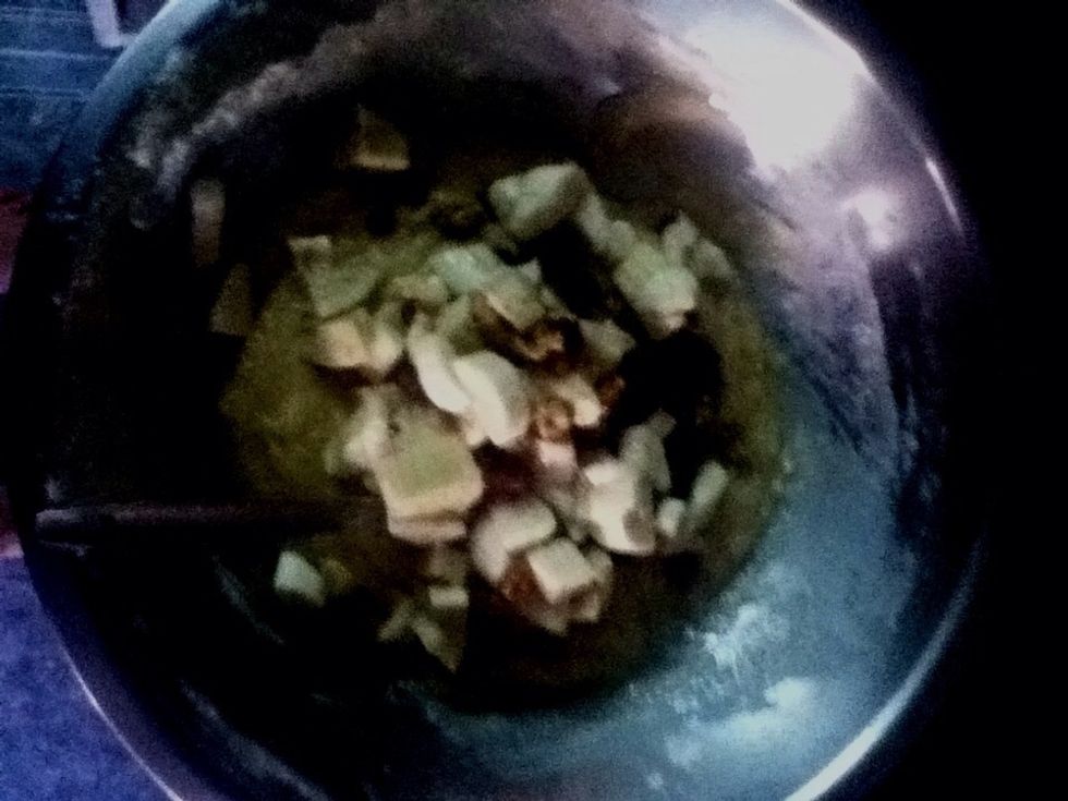 After mixing add the chopped fruits.
