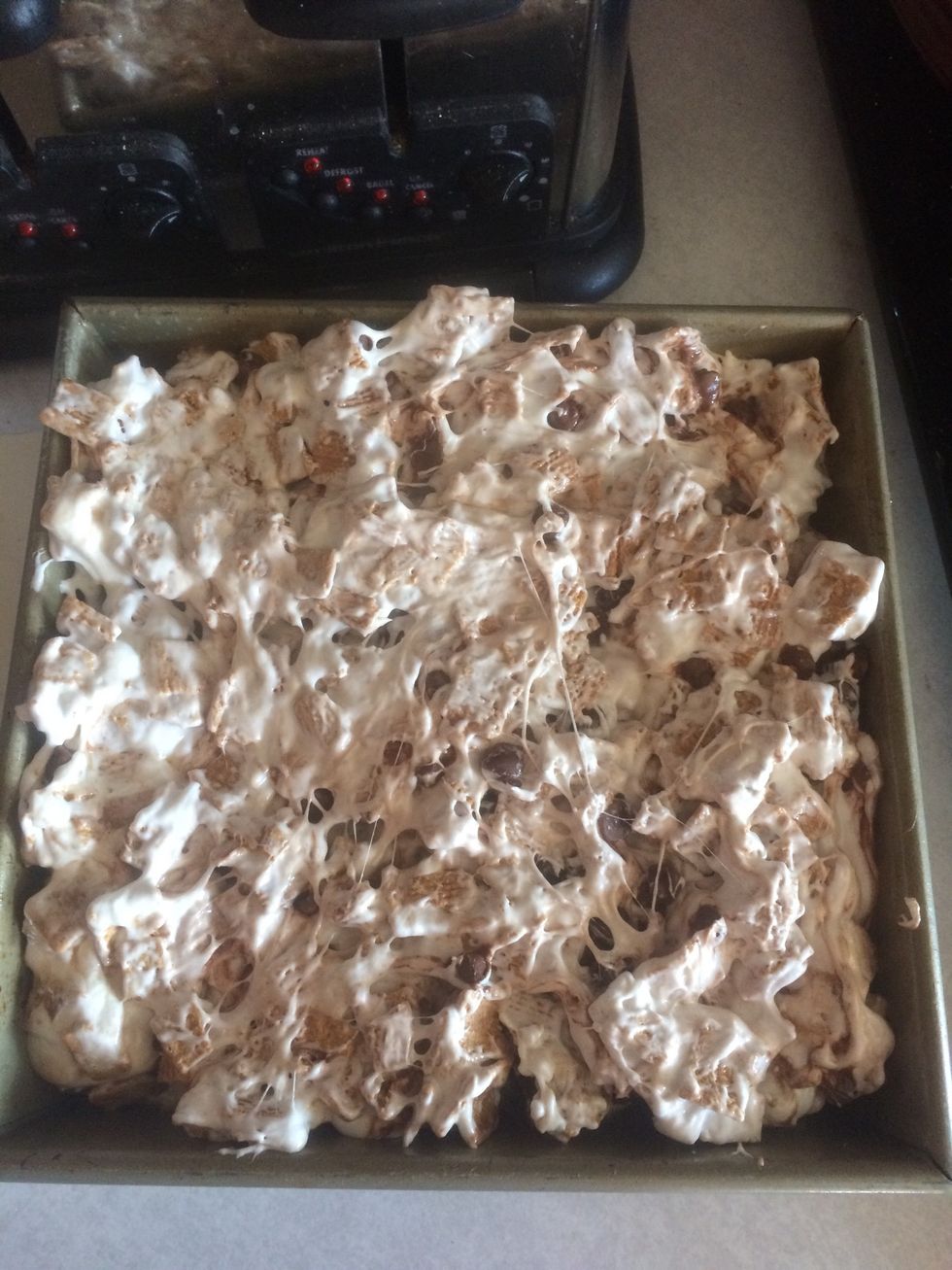 after mixing convert all the mix into the pan you greased.
