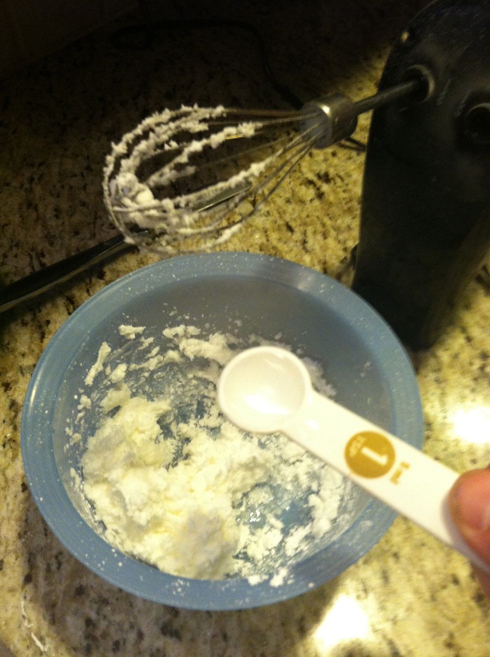 After mixing, if you want the frosting to be thinner, add another tsp of water. Keep adding small amounts of water until it is just before how you like. The extract that you add later will thin it too