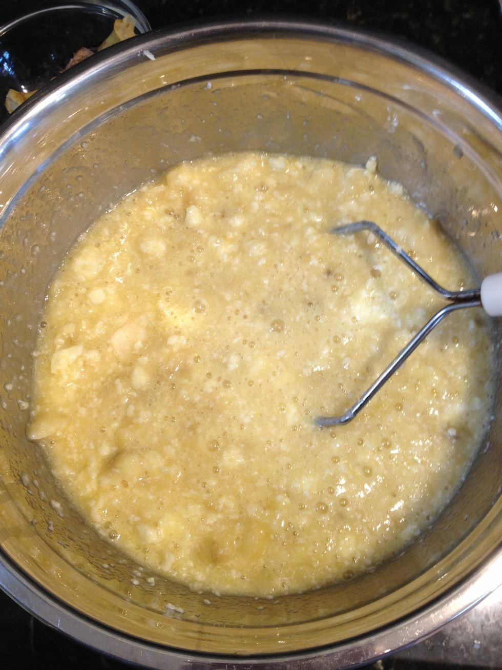 After mixing it all together add the flour into the bowl.