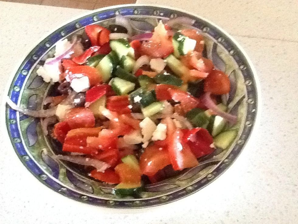 After mixing the jumble of foods around, sit the plate off to the side and begin on your next task