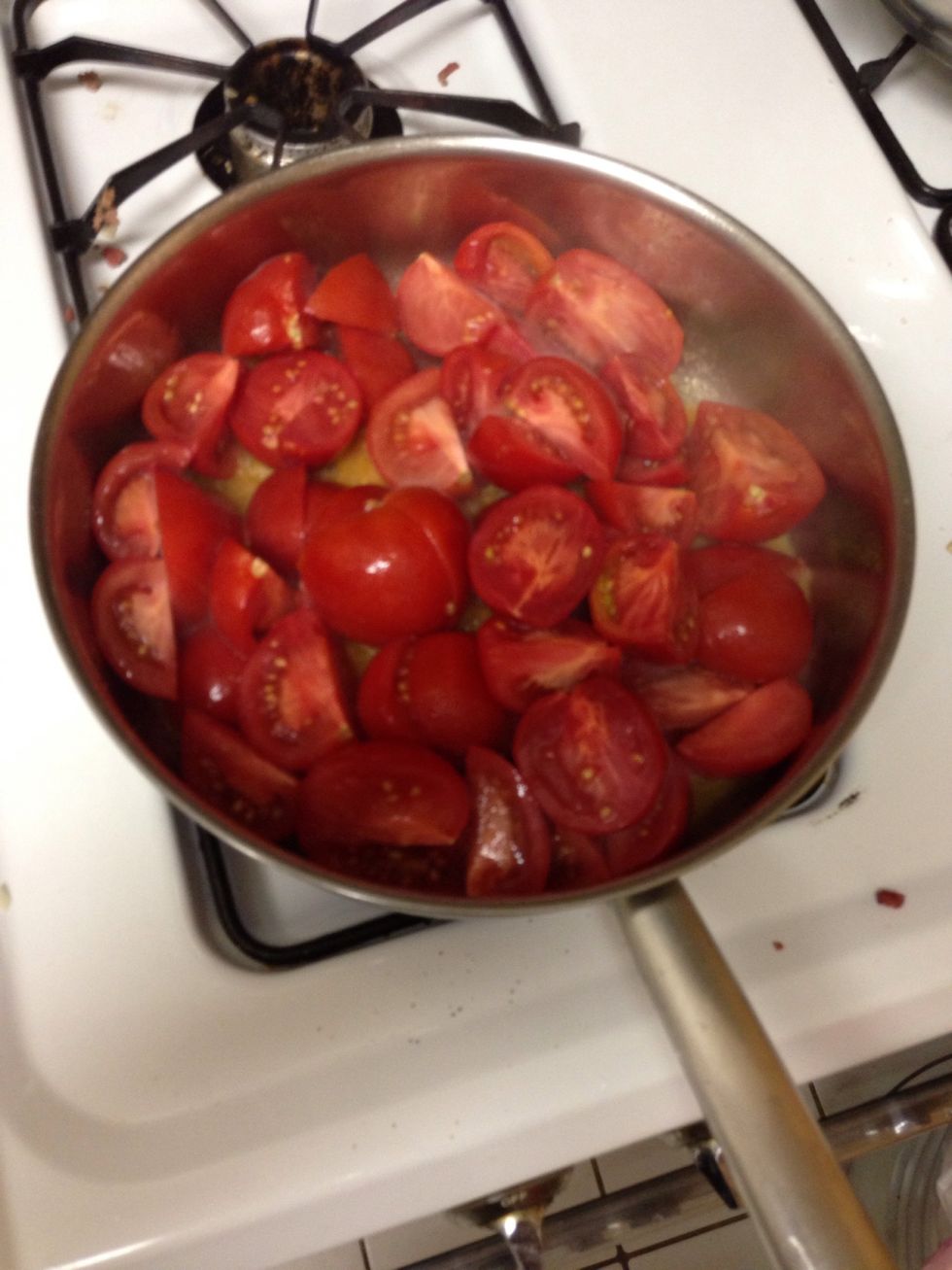 After oil is hot!!! 10 medium tomatoes