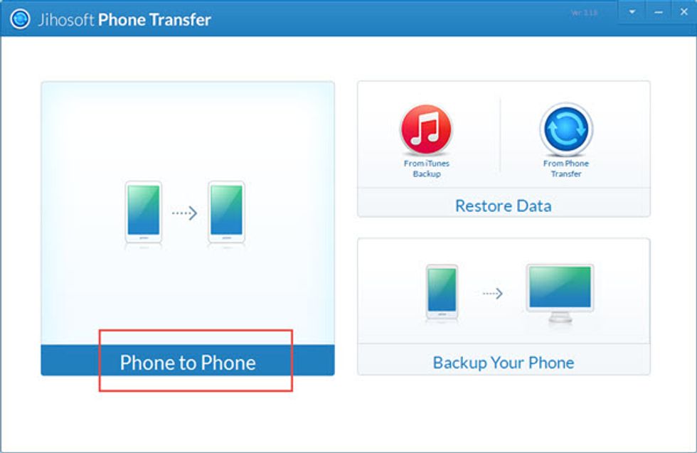After opening up this software, tap on "Phone to Phone", then connect both of your iPhone or iPad to computer and waiting it to be detected.