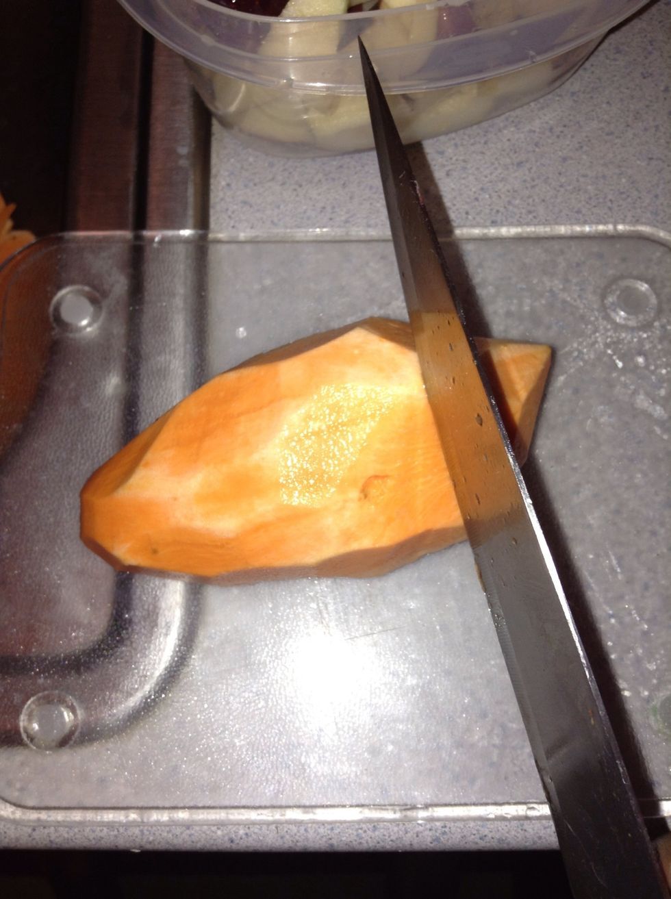 After peeling, wash them and proceed to slice them up