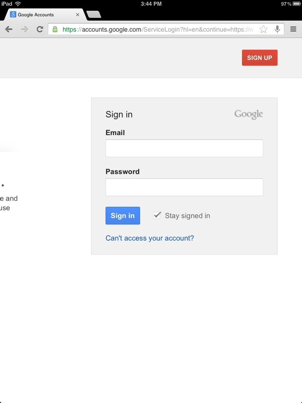 After pressing the 'Sign in' button you need to press the 'Sign up' button in the upper right corner.
