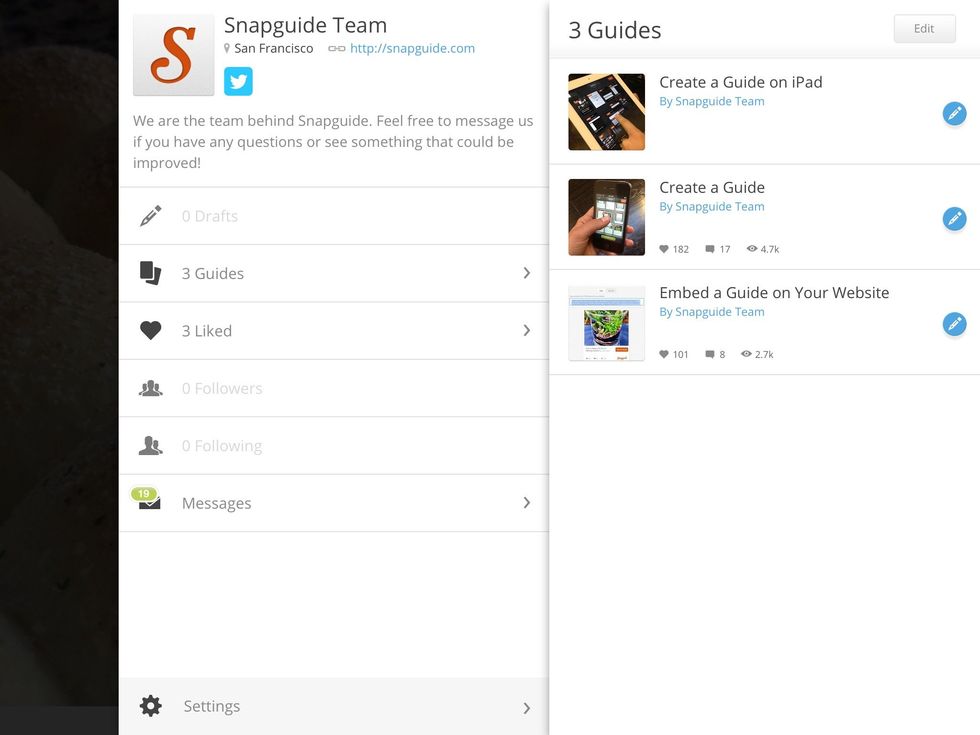 After publishing, don't worry if you spot a typo! You can always edit your guide by tapping the blue edit icon next to your guide in your profile. Make sure to tap publish again to share your changes.