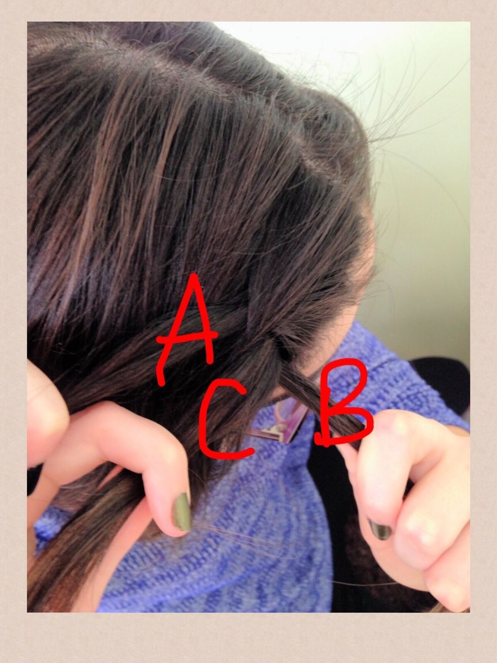 After, put C under A, so C is between A and B.