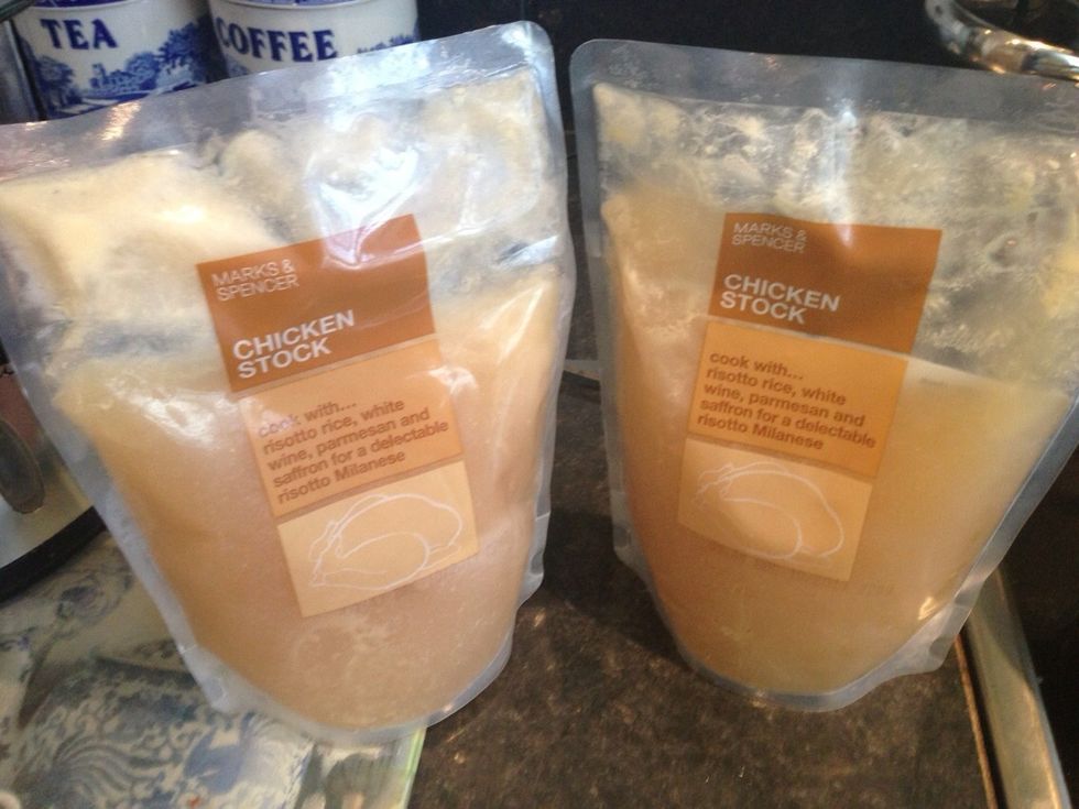 After reducing the alcohol add your chicken stock and bring to the boil making sure nothing sticks to the bottom