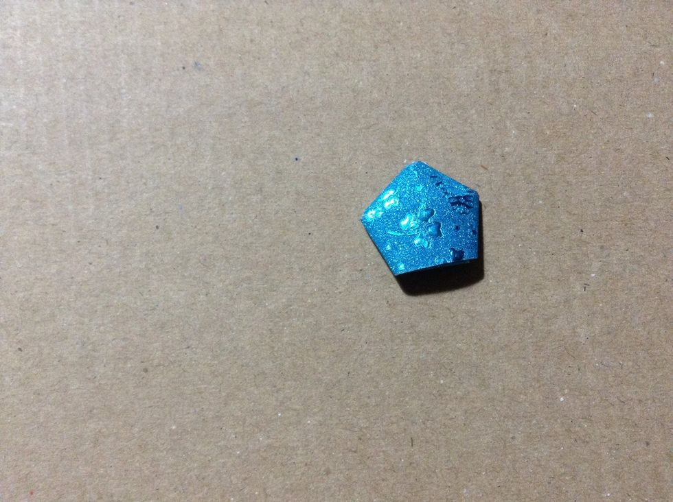 After repeat step three until you make a completed pentagon.