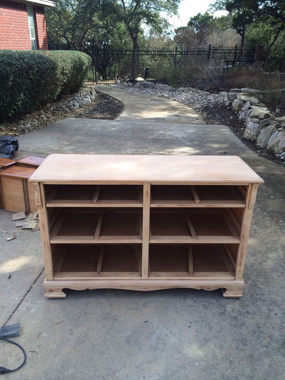 After sanding top, sides and front.6 hours later....