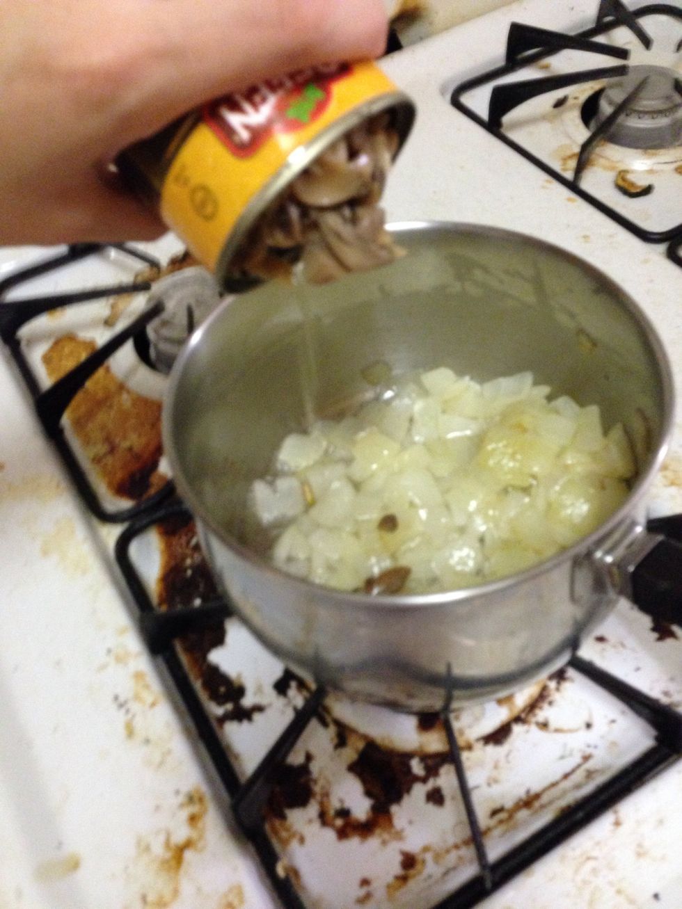 After saut\u00e9ed add a can of mushrooms or a half a cup of mushrooms