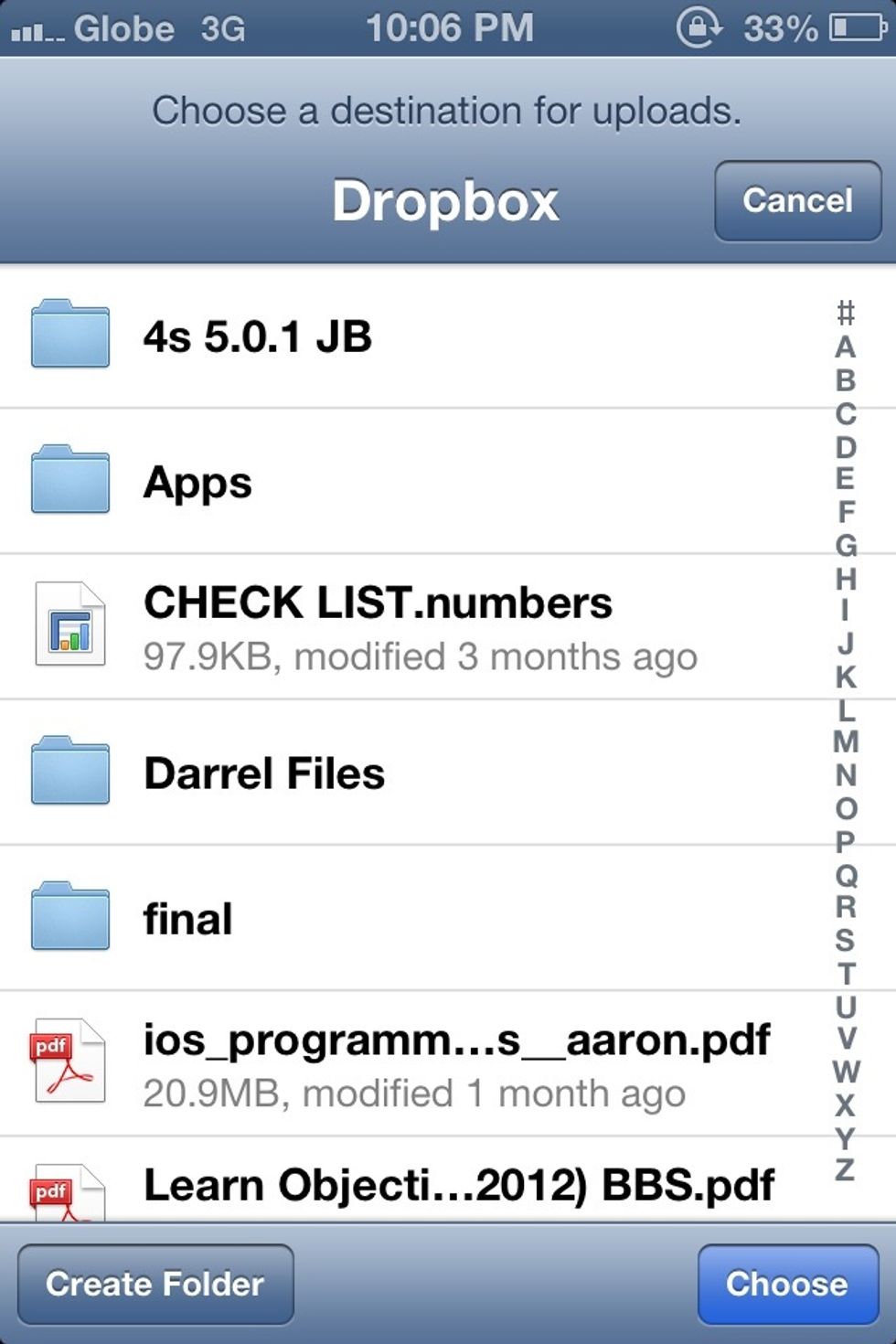 After selecting Destination. youll have the ability to create folder. or click a folder to upload to that section.