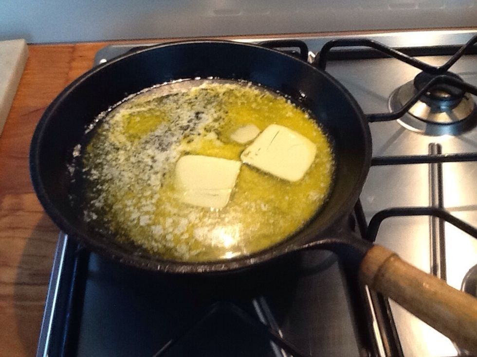 After setting aside the apples melt half the butter in the frying pan.