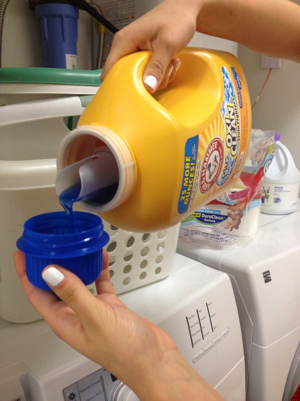 After setting your washer, Measure out the correct amount of detergent depending on your load.