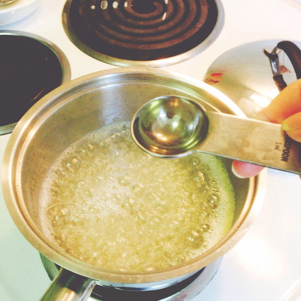 After seven minutes, add 1 tsp of orange blossom water to give the simple-syrup an authentic Middle Eastern flavor. If you prefer to leave it out, the syrup will still be delicious.