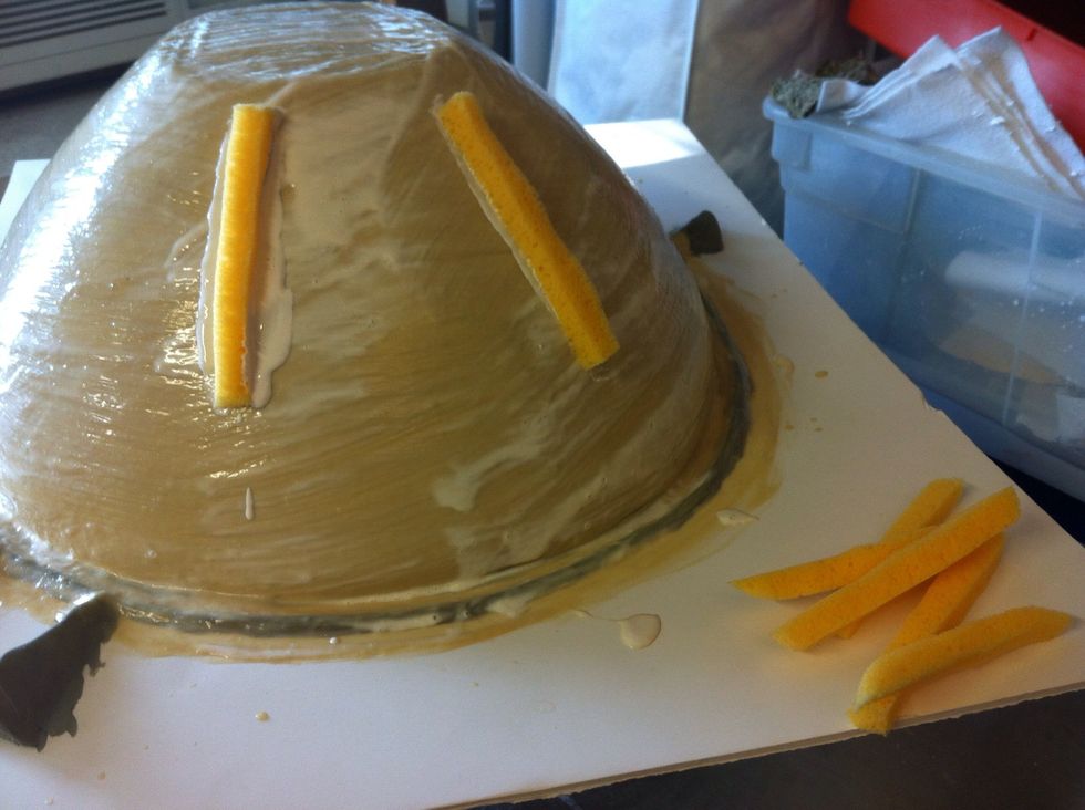 After several coats, incorporate sponges to key the latex into the mother mold.