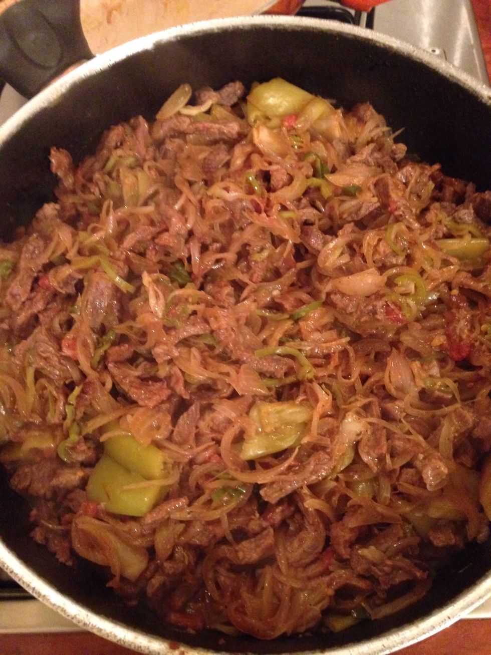 After several minutes add golden onion and mix very well