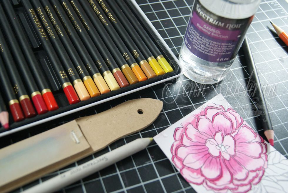 After shading with the SN Colored Pencils, blend with SN Gamsol and a  SN paper stump.