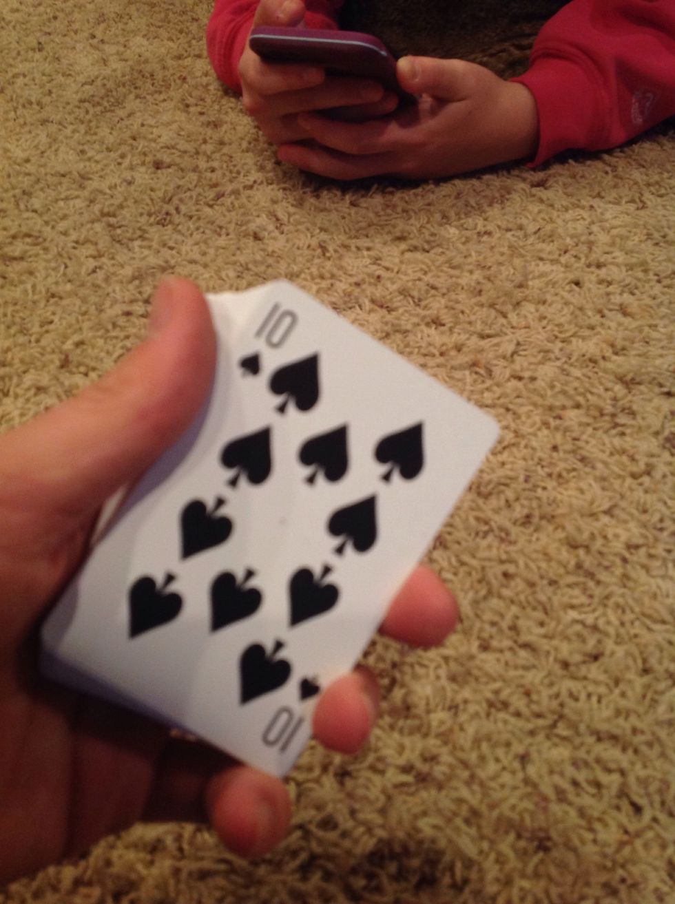 After shuffling take a peek at the card on the bottom of the pile. Make sure you don\u2019t make this obvious.