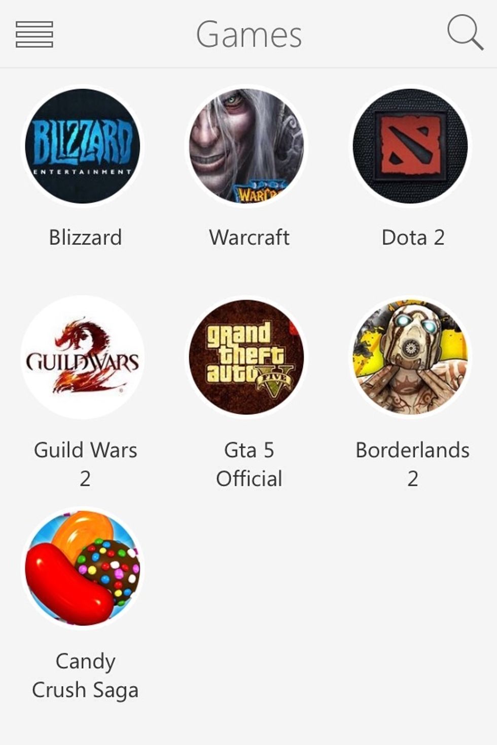 After sign in, you will see the collection page. An collection item can be your friend FB account or a FB fan page. Touch the search button to add more item