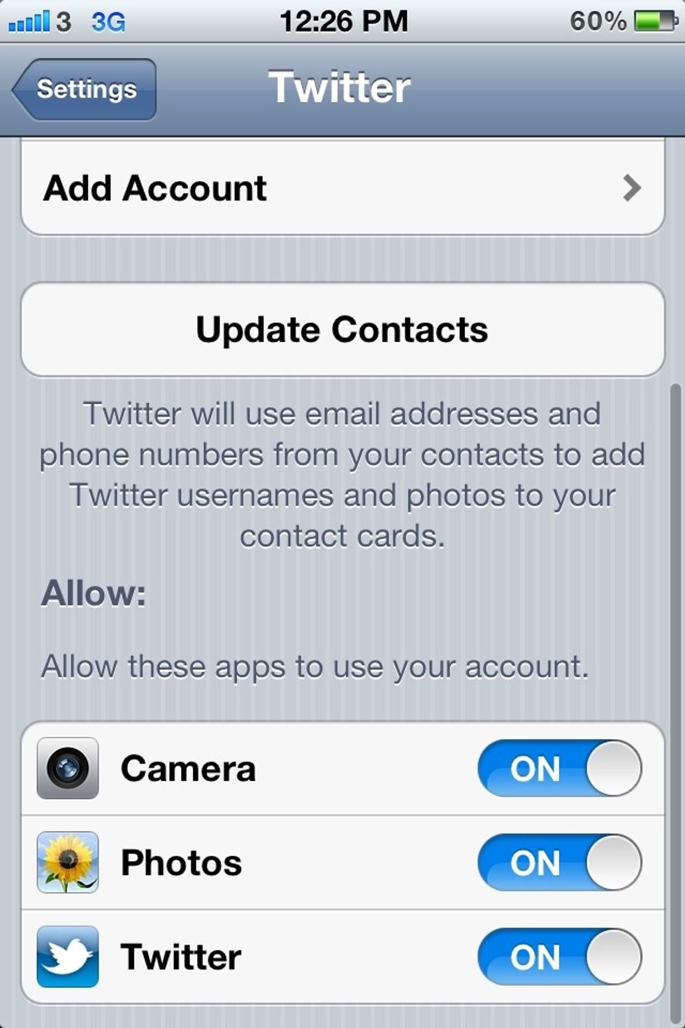 After signing in, you are able to turn on or off some application which are able to use twitter interrogation.