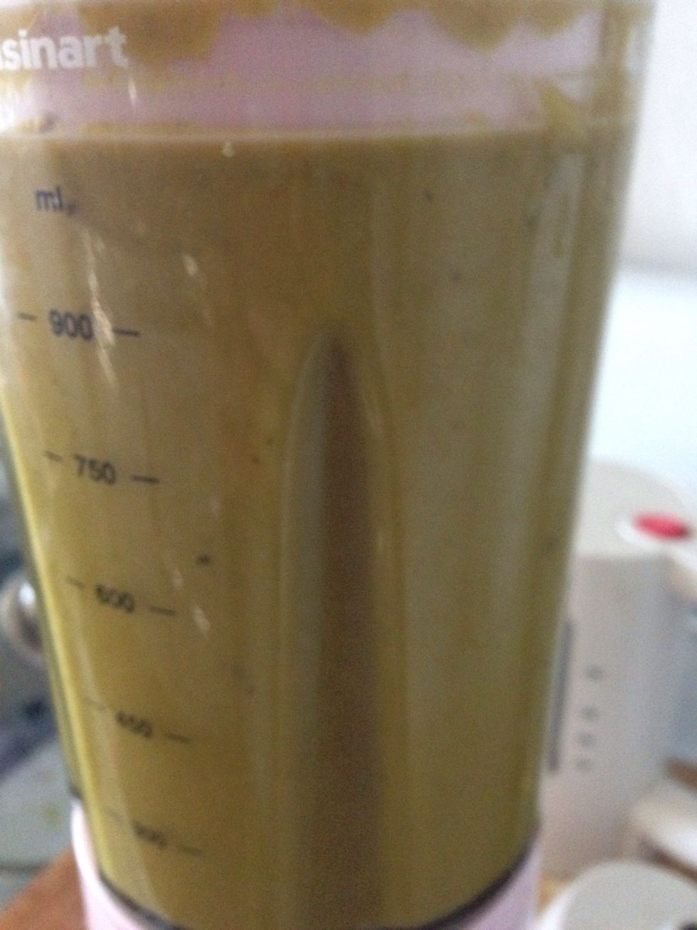 After simmering, use an immersion blender straight in the pot - or in my case, transfer batches of the soup into blender and pur\u00e9e.