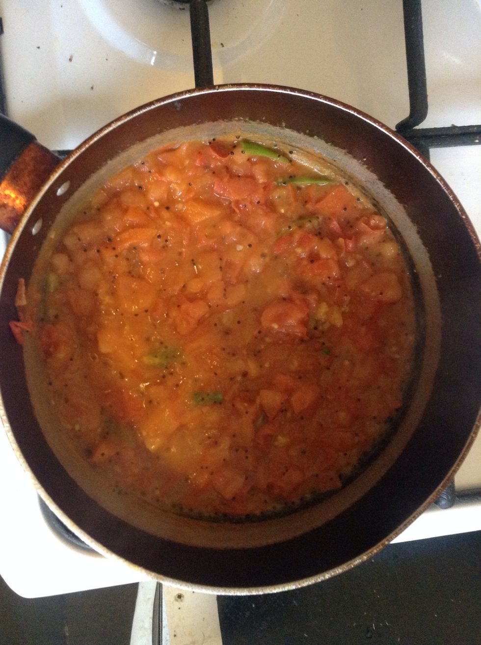 After sometime, the tomatoes will start to melt...