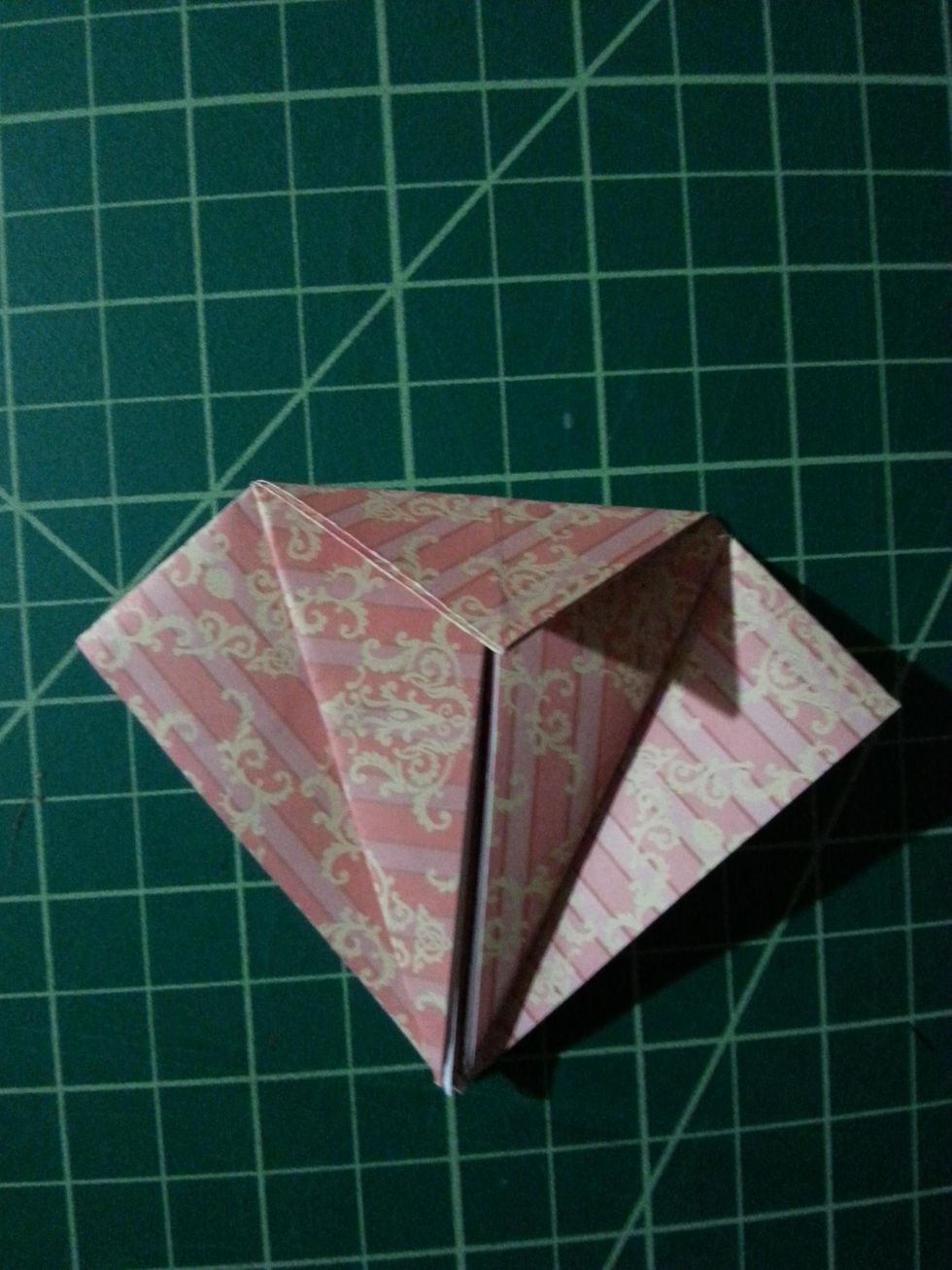 After step #12, your shape should resemble mine. These flaps are still folded.