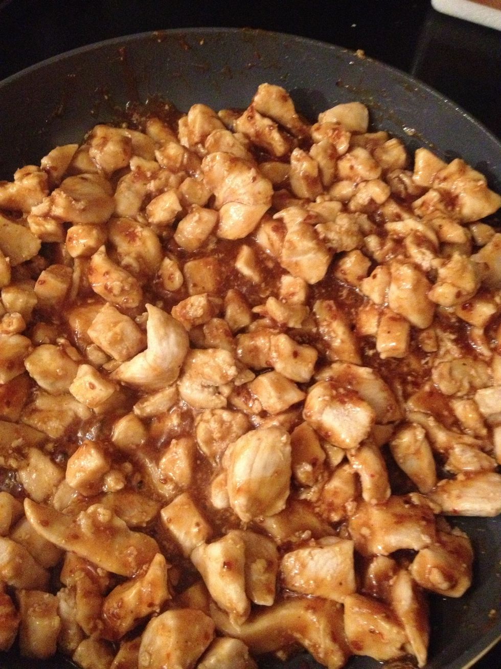 After stirring it in, this is how it looks. You can add peanuts if you like. I didn't have any this time, but I have before and it's also good that way. ;)