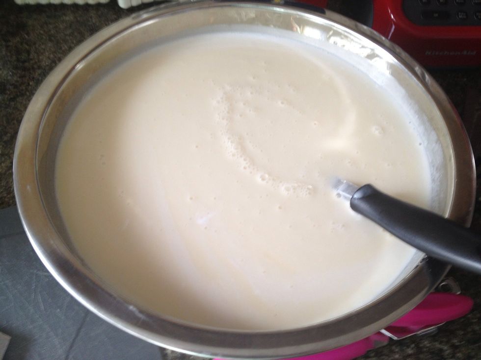 After straining add remaining milks and mix well. Your choice to delete soy and add extra light coconut milk or whatever you prefer