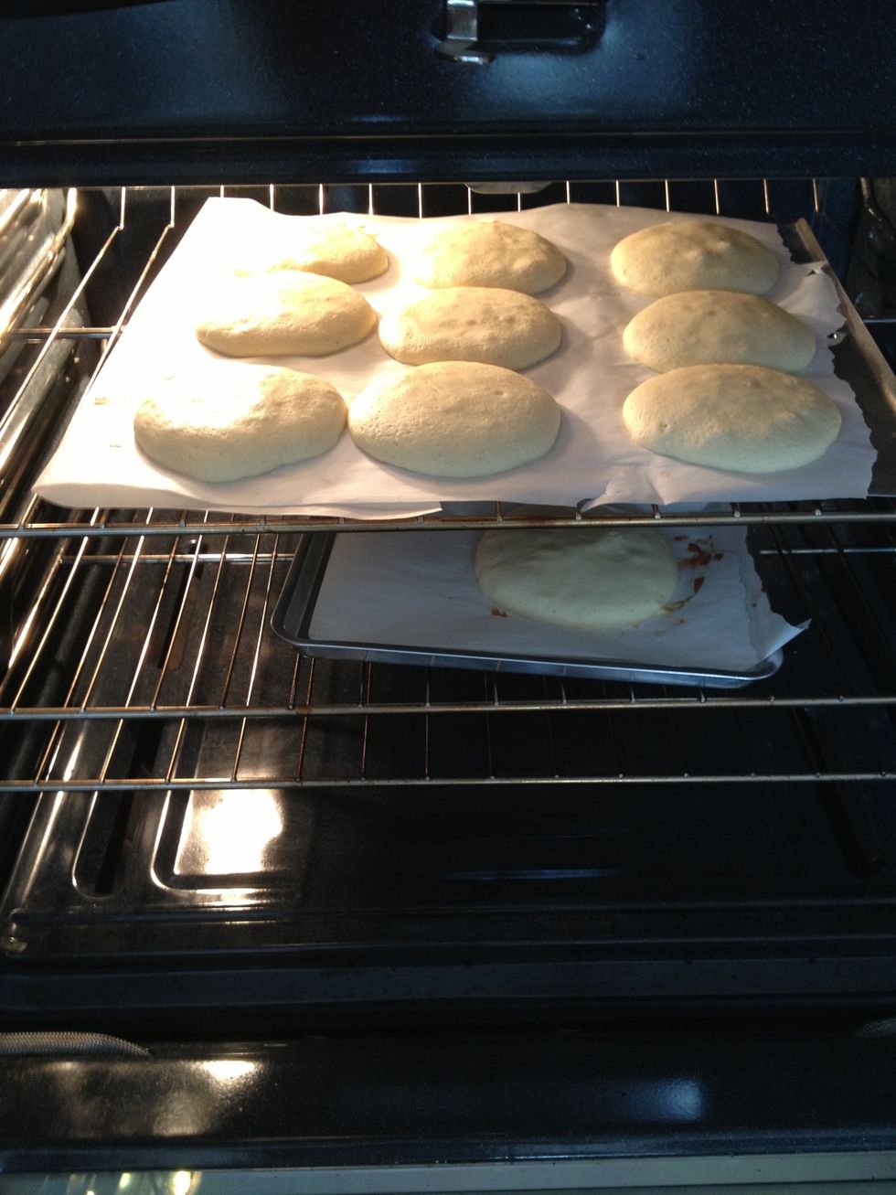 After ten minutes in the oven turn the trays around