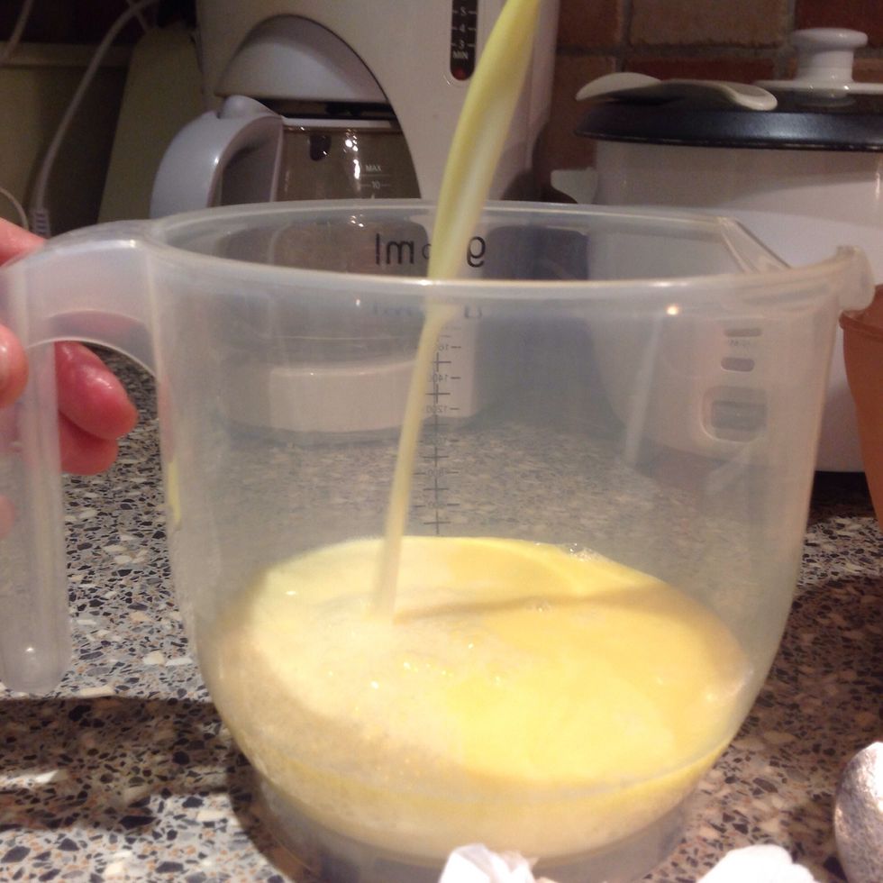 After that mix the melt butter and the yeast and the milk