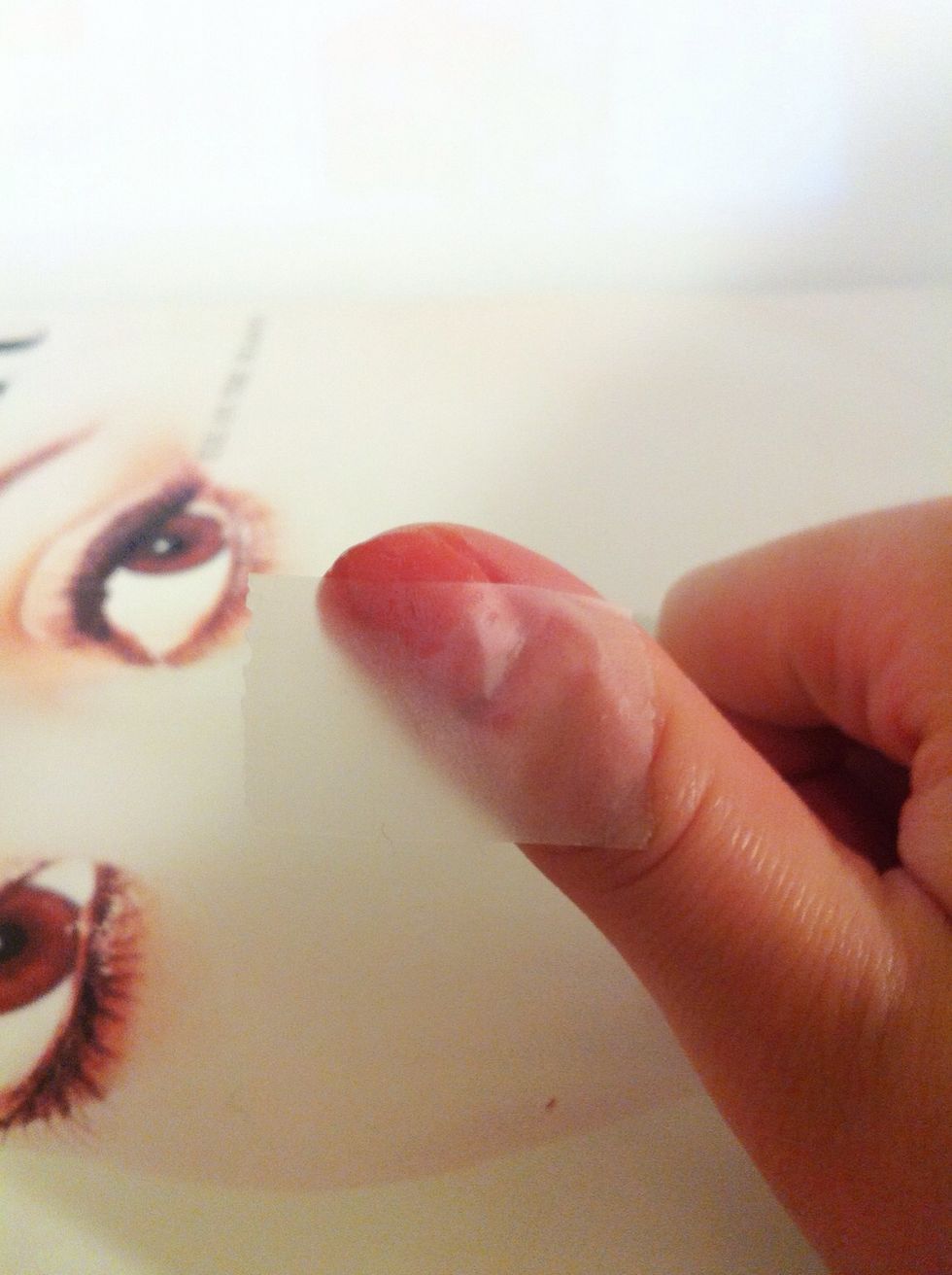 After that, place the tap on the dried nail like this.