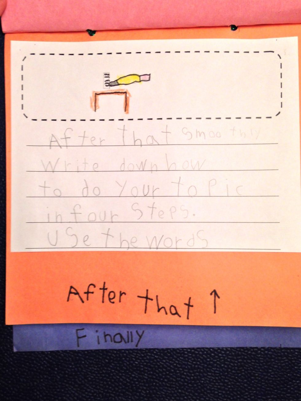 After that smoothly write down how to do your topic in four steps. Use the words