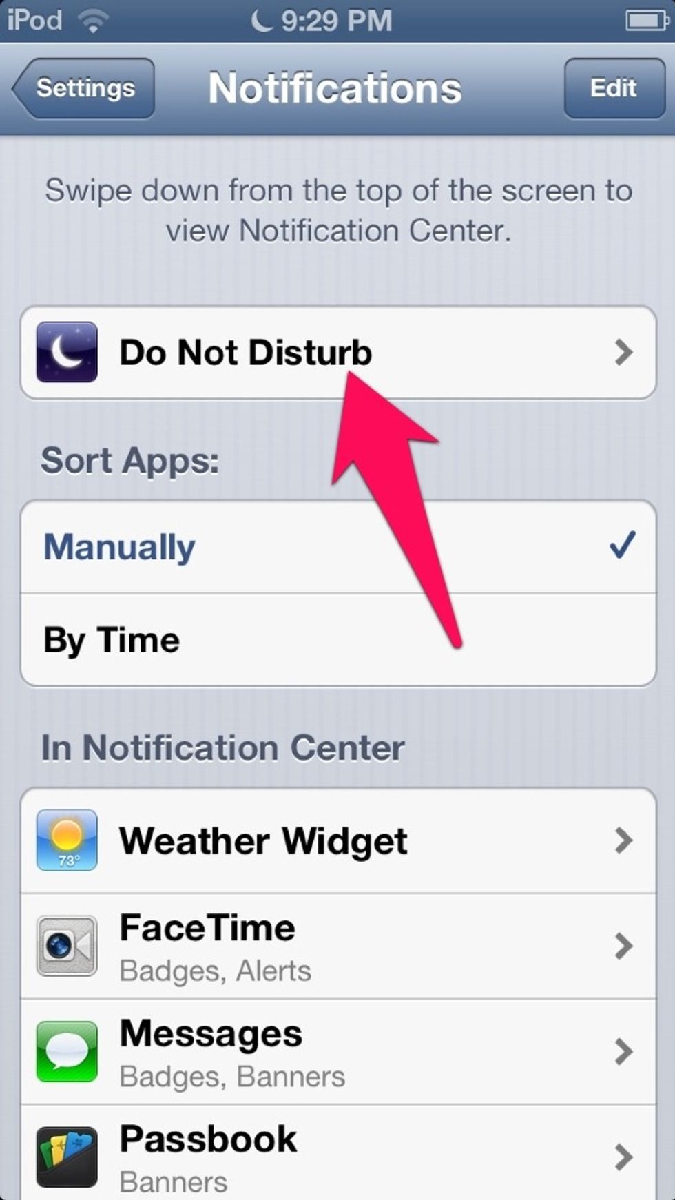 After that, tap on "Do Not Disturb".