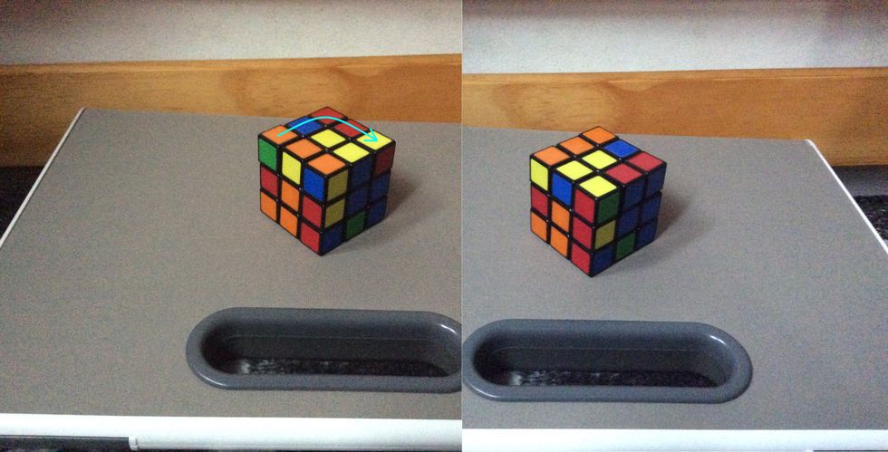 After that, turn the top to the right.