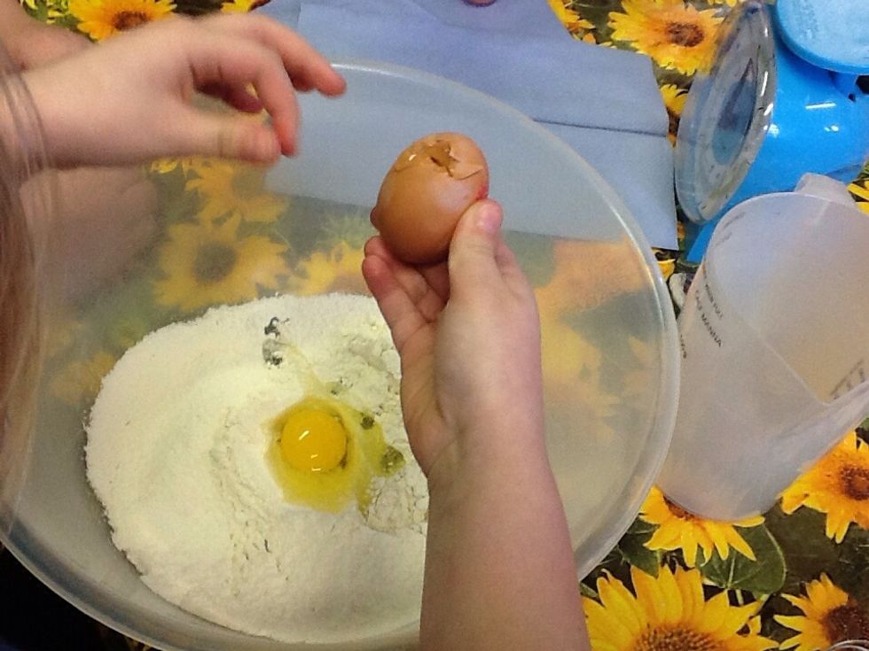 After that you crack the egg in to the bowl.