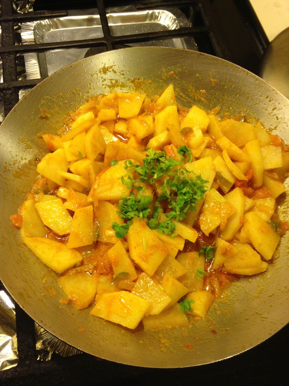 After the 10-15 minutes add in a few sprigs of chopped cilantro, stir and let it blend for a minute with the lid on.
