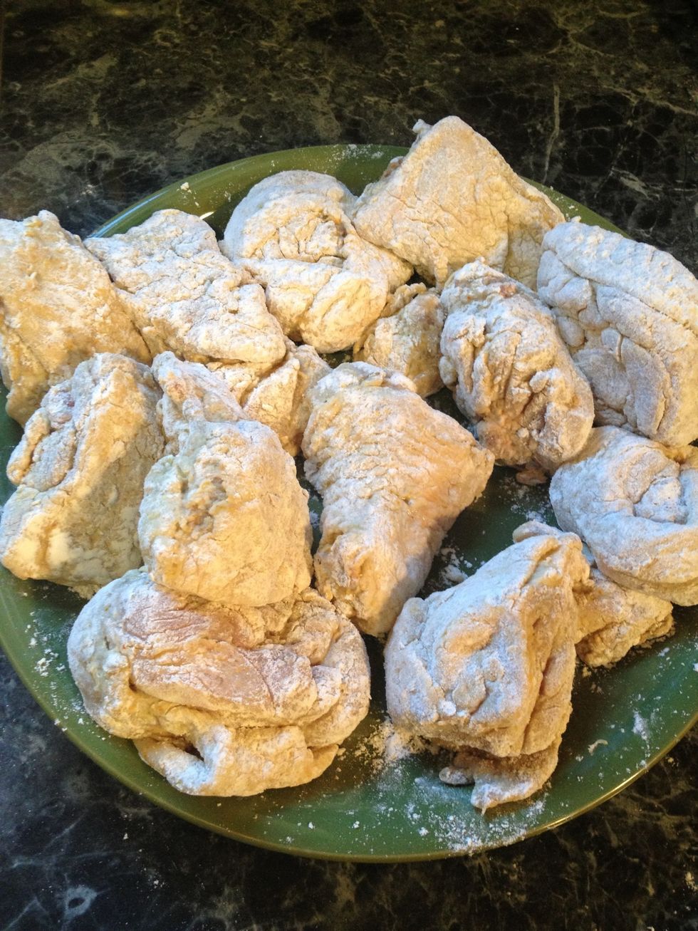 After the 10 minutes I put them on the side to be fried