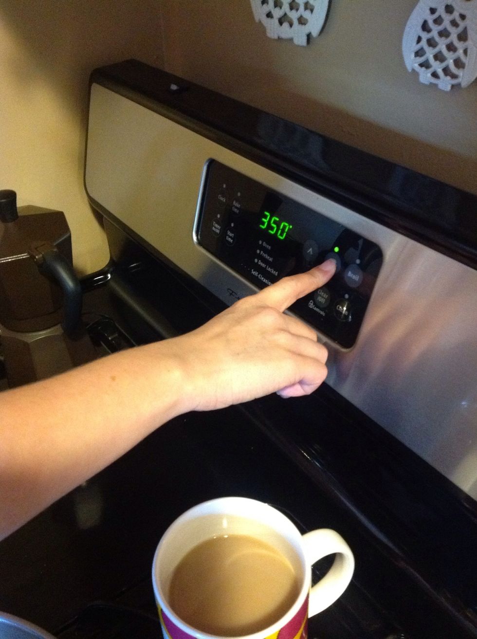 After the 15 minutes at 425 degrees, turn the oven down to 350 degrees and bake for 30 minutes or until a toothpick can be poked in the center and come out clean.