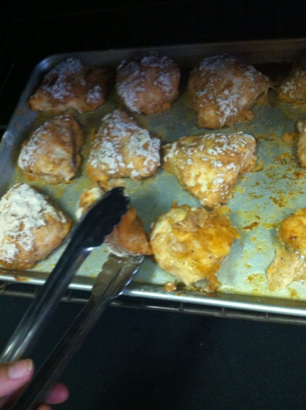 After the 20 mins.... Flip all of the chicken over......