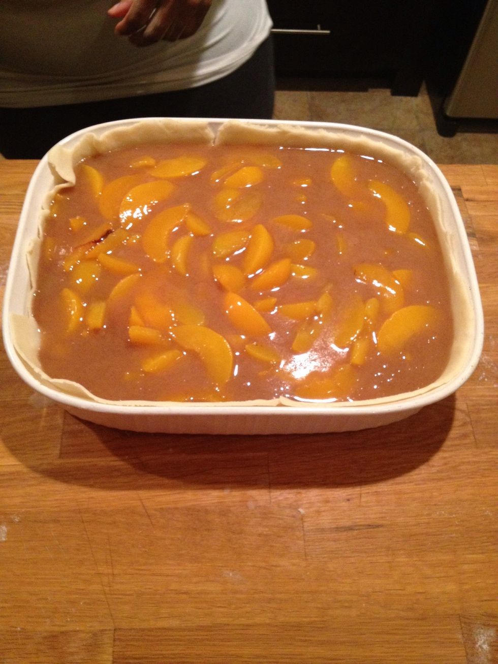 After the butter is completely melted, pour it in the pan